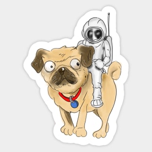 Astronaut riding a pug dog Sticker